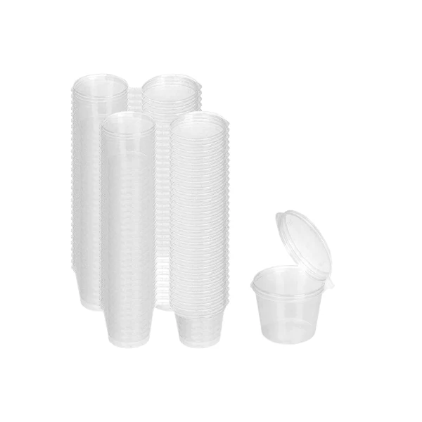 1oz Clear Plastic Sauce Portion Pot With Hinged Lid x 1000 - Image 2