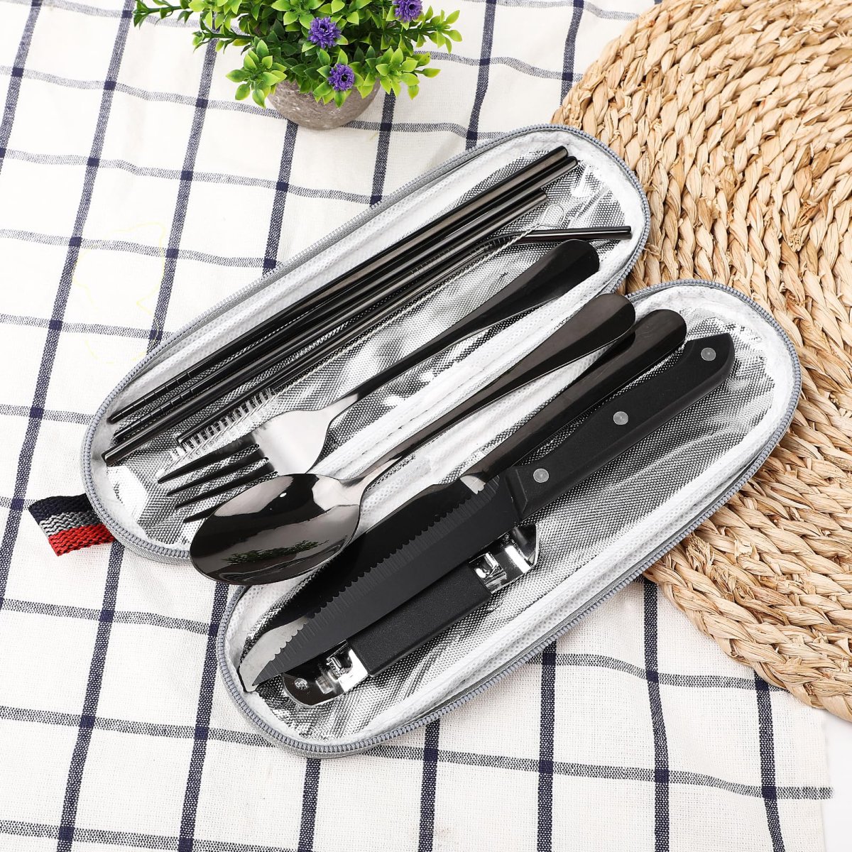 Camping Cutlery Set 9-Piece Stainless Steel Travel Set - Image 5